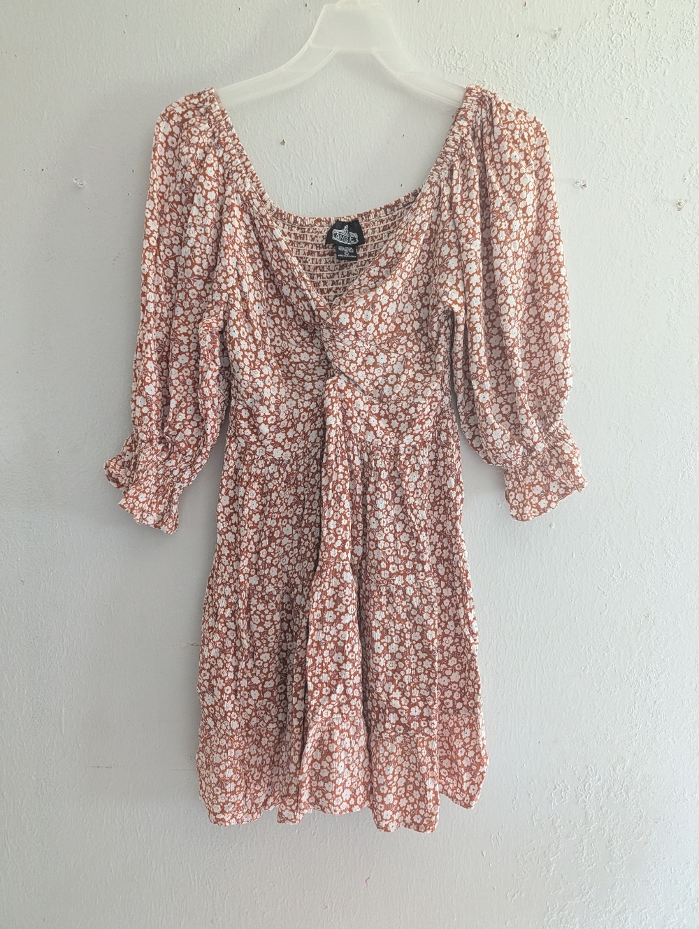 Angie Floral Puff-Sleeve Mini Dress
